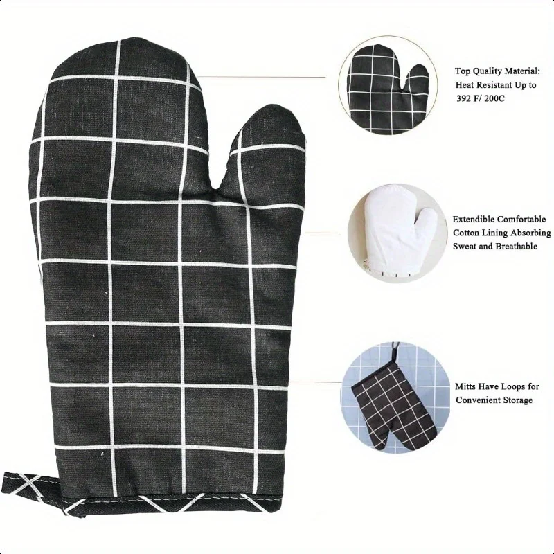 2pcs Heat-insulating Gloves, Anti-scald Microwave Gloves, High Temperature Resistant Kitchen Baking Oven Gloves