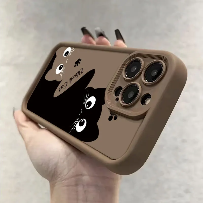 Shockproof Soft Silicone Phone Case with Cute Cartoon Cat Design