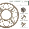 3 Pieces Patio Furniture Set, L-Shaped Outdoor Chaise Lounge Wicker Rope Boho Patio Bistro Set for Balcony,Poolside,Porch, White 5