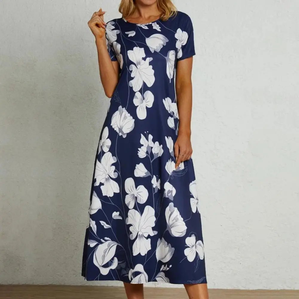 

Женское летнее платье средней длины, Удобное повседневное платье контрастных цветов, красивое платье средней длины с крупным подолом