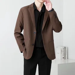 Spring Brown Black Blazer Men Slim Fit Fashion Social Mens Dress Jacket Business Formal Jacket Men Office Suit Jacket S-3XL
