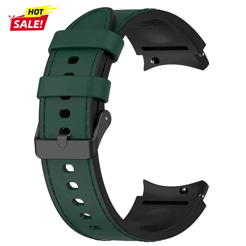 Premium Leather Grain Band with Silicone Strap