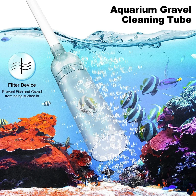 Aquarium Vacuum Cleaner Fish Tank Water Changer Siphon With Outlet Valve Cleaning Gravel Sand