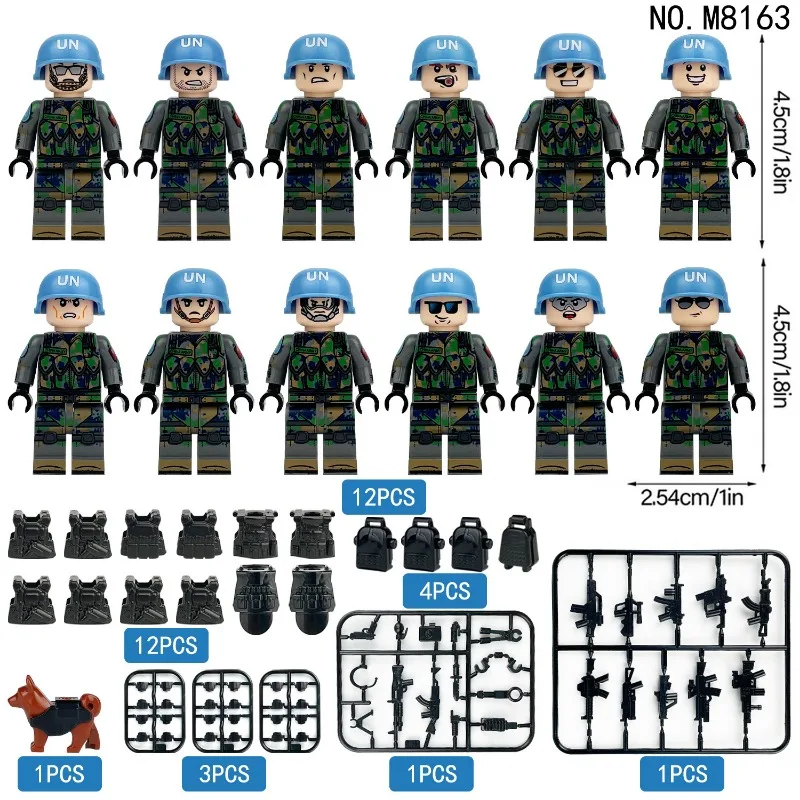 M8163 세계 평화유지군 미니어처 국경 간 도매 어린이용 소형 조립 블록 장난감 (무기 포함)