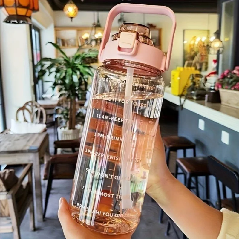 1pc Large Capacity Portable Water Bottle with Time Marker for Cycling Running Travel