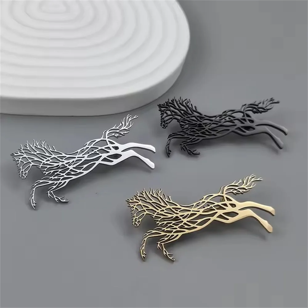 Heißer Verkauf Legierung Hohl Design Tier Brosche Pferd Unisex Personalisierte High-End-Geschenk Zubehör Paar Stil – Detail 3