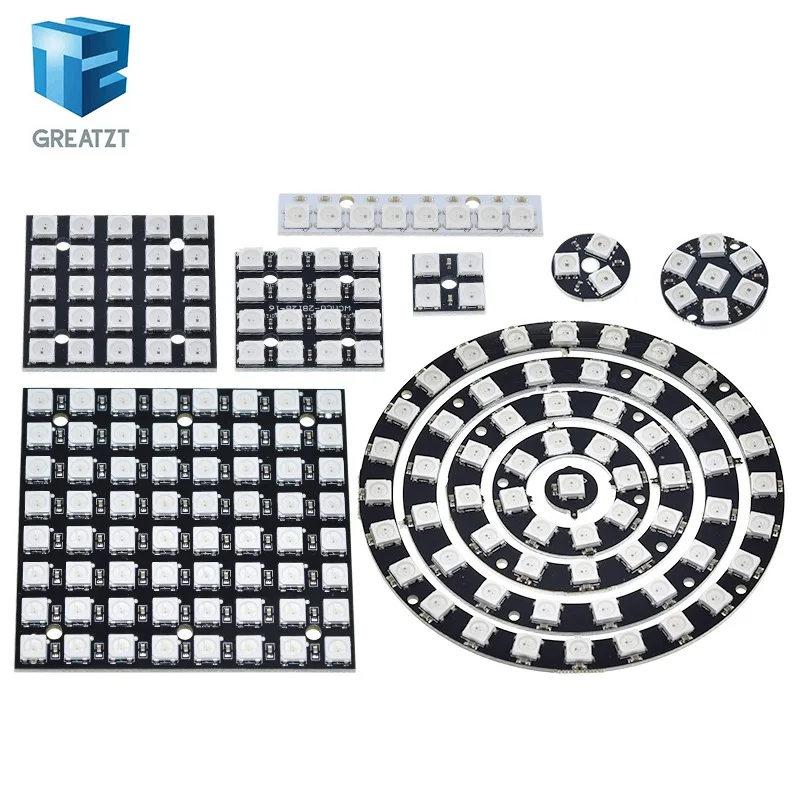 รูปสินค้า 4 8 12 16 ช่อง WS2812 WS2812B WS 2811 5050 RGB LED โคมไฟโมดูล 5V 1Bit 4Bit 8Bit 12Bit 16Bit 24Bit Rainbow LED สําหรับ DIY