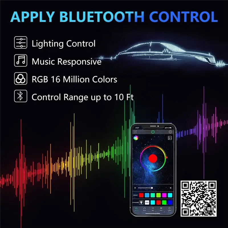 ABHY-Car LED RGB 헤드라이트 APP 블루투스 호환 제어 다중 색상 LED 안개등 전구