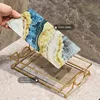 Luxury Gold Plated Rectangular Bathroom Tray Cosmetics Storage Rack Living Room Decor Desktop Sundries Food Storage Serving Tray 5