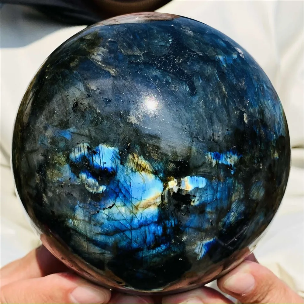 Blue Labrador Stone Ball Stone Natural Quartz Crystal Healing Magic Mineral Decorations Home Decoration + Booth