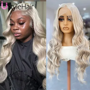 Ash Blonde Long Body Wave Wig Synthetic Lace Front Wig for Women Heat Resistant Fiber Natural Hairline Daily Wear Cospaly Wigs