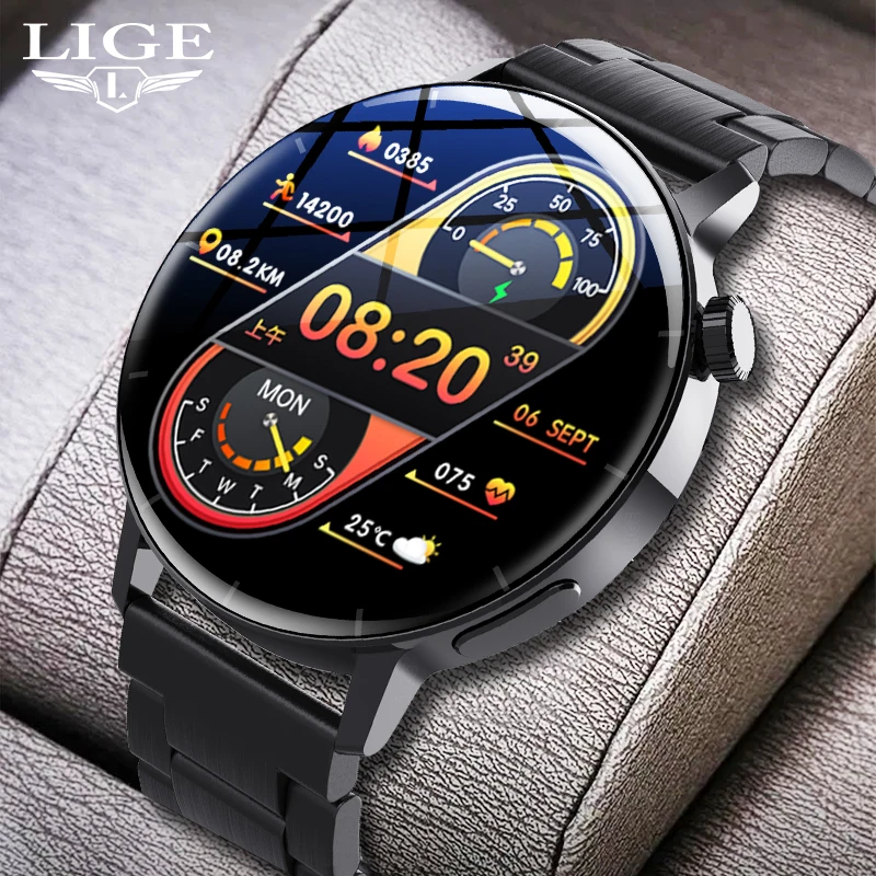 Lige Amoled Smartwatch 2022 Body Temperature Detection Watch For Men