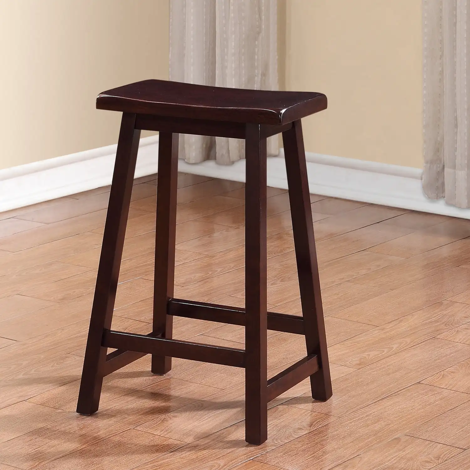 

Linon Backless Wood Counter Stool, 24" Seat Height, Dark Brown Finish