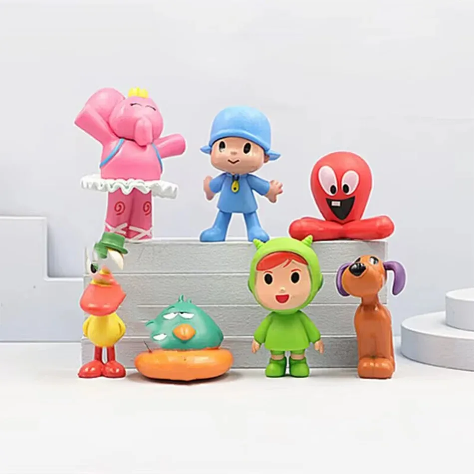 7-Piece Pocoyo Animal Toy Set - Bird, Duck, Elephant Ornaments & Cute PVC Figures