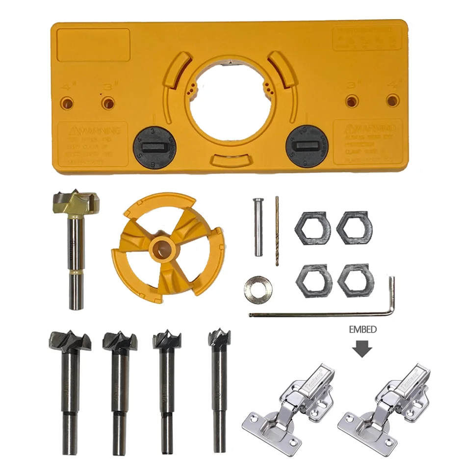 GanWei Concealed 35MM Cup Style Hinge Jig Boring Hole Drill Guide With Forstner Bit Wood Cutter Carpenter Woodworking DIY Tools