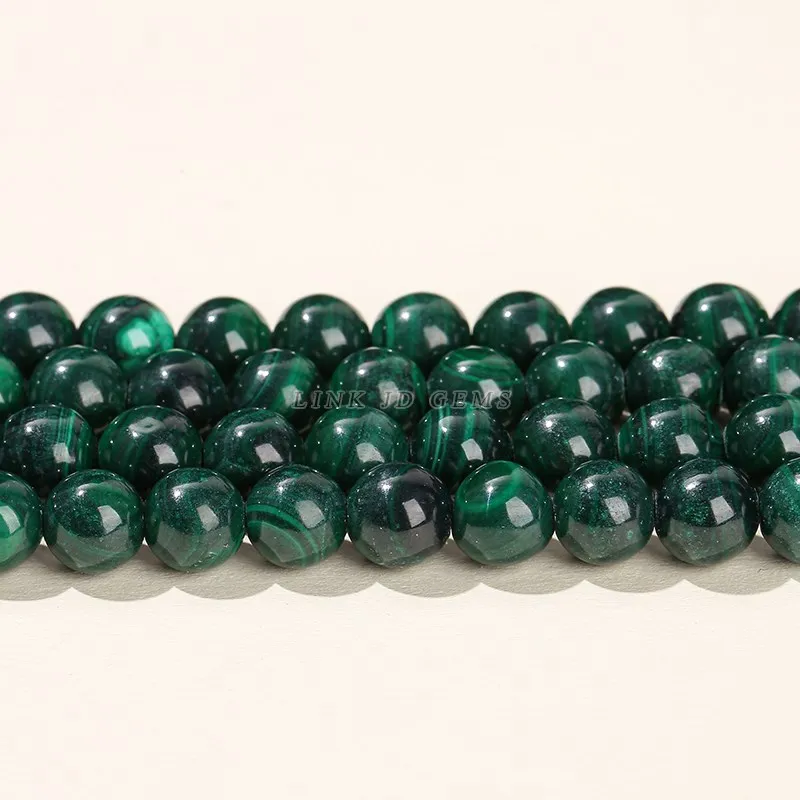 Perles en pierre de Malachite verte naturelle, véritable, breloque ronde, paon, pierre précieuse, entretoise ample pour la fabrication de bijoux, accessoire de Bracelet à faire soi-même