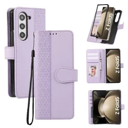 Leather Flip Wallet Phone Case with Card Holder - Protective Cover - Galaxy Z Fold6 (PURPLE)