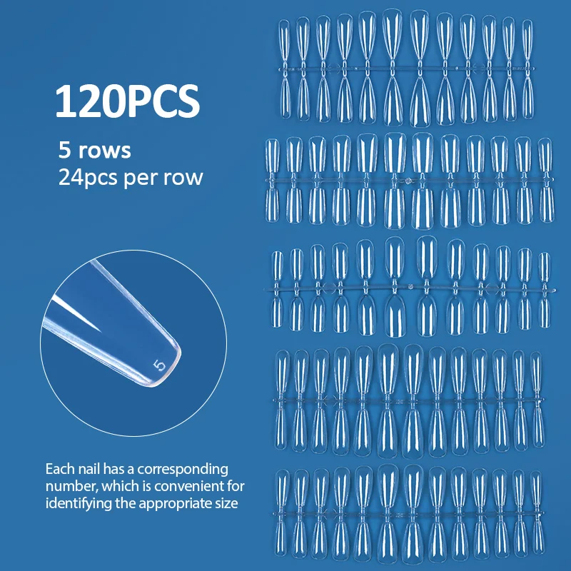 False Nails Clear Semi-Matte Almond Coffin Square Fake Nail Tips for Extension Nail Art Manicure tool 120 pcs fake nails false nails nail tips false nail tips