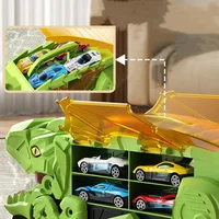 Tyrannosaurus Truck Toys Dinosaur Swallowing Track Deformation Storage Car with Alloy Racing Car Foldable Transport Car Toy Gift - Image 3