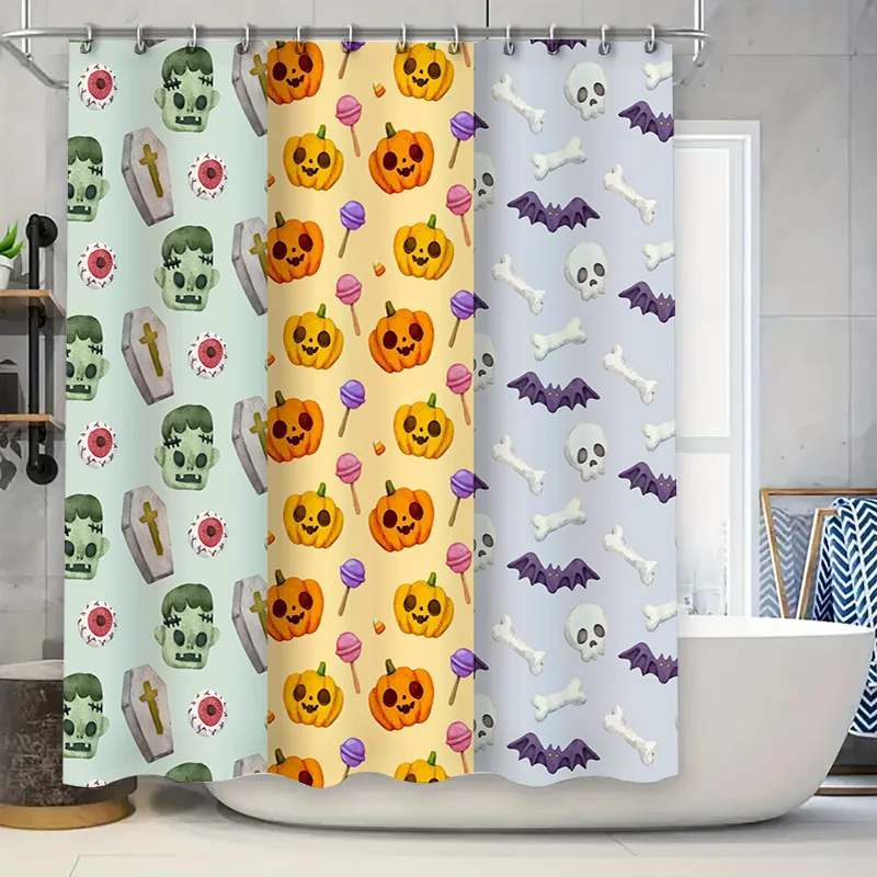 Lindameler Halloween-Duschvorhang – Grusel-Geist-Design, Wasserdicht & Mit 12 Haken