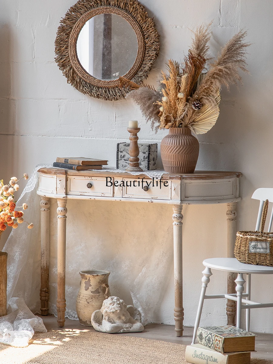

European French Style Country Style Retro White Hallway Display Display Table Console