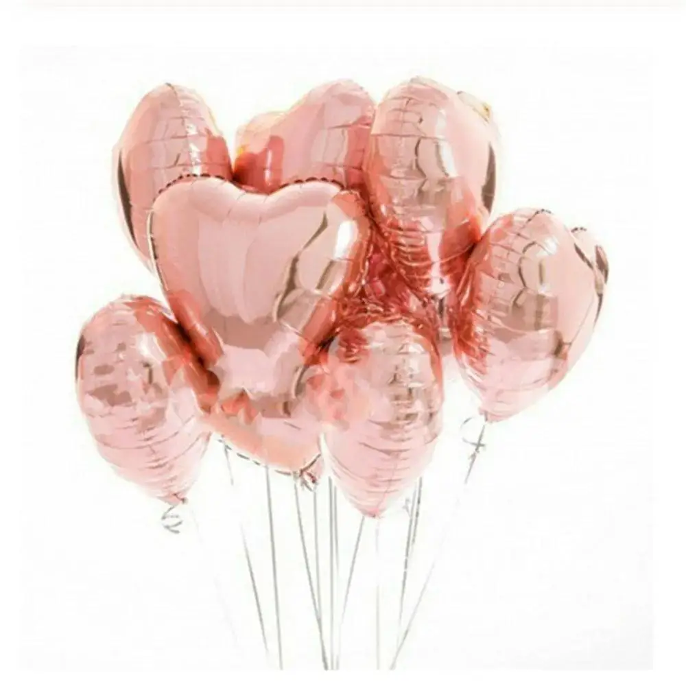 

Heart Love Party Valentine's Wedding Baby Shower Birthday Helium Balloons Foil 18inch Gold White Pink 10pcs Decor
