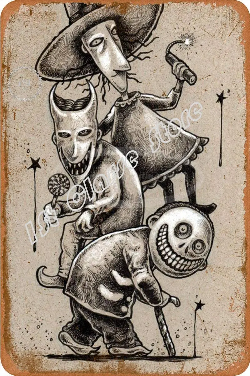 Lock Shock And Barrel Nightmare Before Christmas Tin Retro Sign Vintage Poster Targa Wall Decor Per Bar Cafe Garden