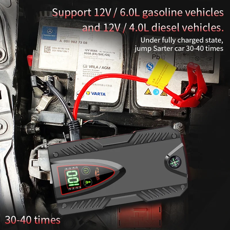99800mah 1000A Portable Jump Starter Voor Auto Batter Power Bank Emergency Batterij Booster Starten Charger Voor Car 12V 6.0L