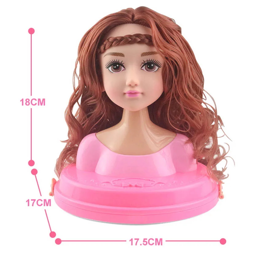 Fashion Half Body Makeup Hairstyle Mannequin Head Play House Toy Kid Princess Dress Up Practice Makeup Hair Combing Braiding Toy