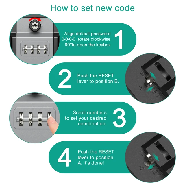 ORIA Key Lock Box Wall Mounted 4-Digit Combination Lockbox Waterproof Security Key Lock Box with 1 Key for Home Outdoor 6