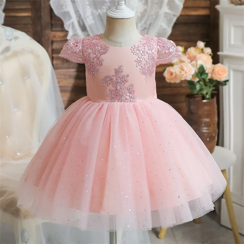 여자를위한 드레스 크리스마스 어린이 꽃 레이스 우아한 공주 생일 가운 어린이 웨딩 파티 Tulle 드레스