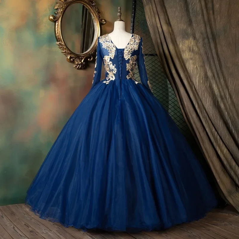 Bomaris Long Sleeves Quinceanera Dresses Masquerade Vestidos De 15 Anos Vintage Applique Floor-Length Princess Party Customized