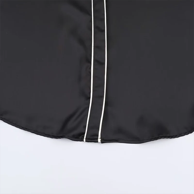 Chic Fashion Black Satin Shirts for Women 2025 New Long Sleeve Women's Streetwear Casual Shirt And Blouse Top ﻿