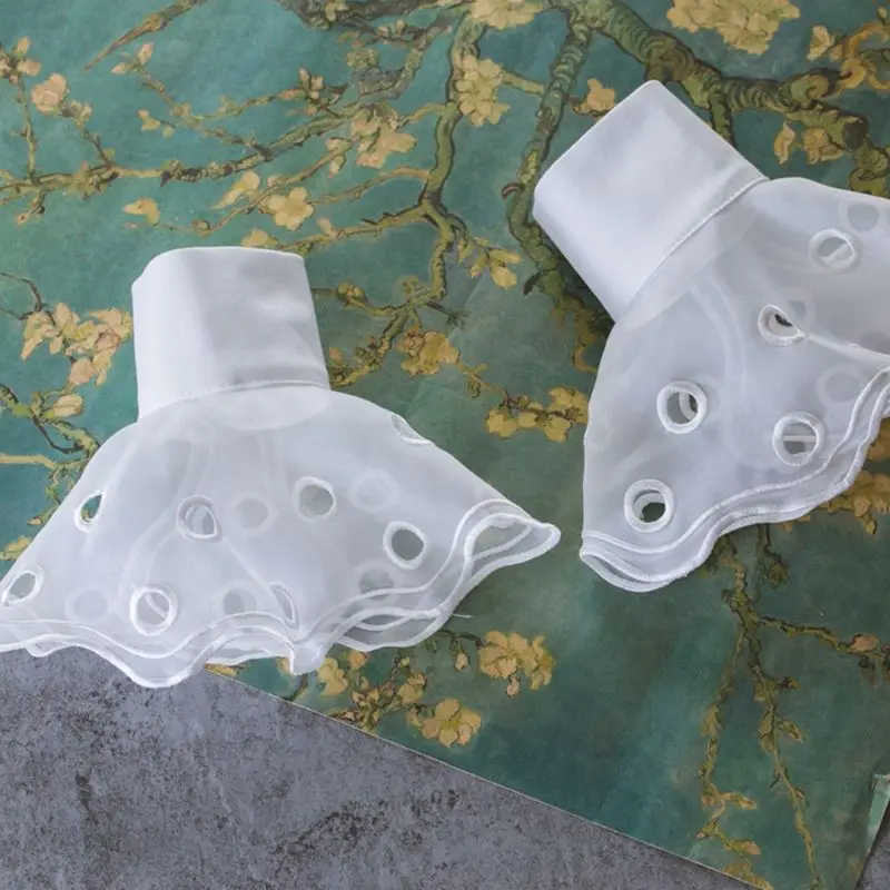 

Wrist Cuffs for Women Ruffle Pleated Cuffs Detachable Shirt Fake Sleeve Cuffs drop shipping