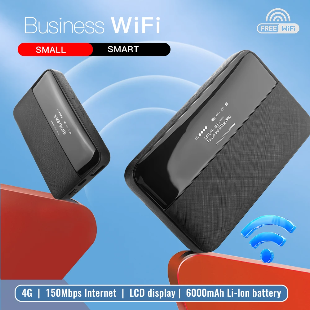 Kuwfi-mobile 4g Lte Router 150mbps Mini Roteador sem Fio Portátil Outdoor Wifi Hotspot com Slot para Cartão Sim 6000mah Power Bank - Imagem 4