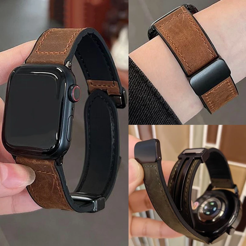 Magnetic Silicone Leather Strap