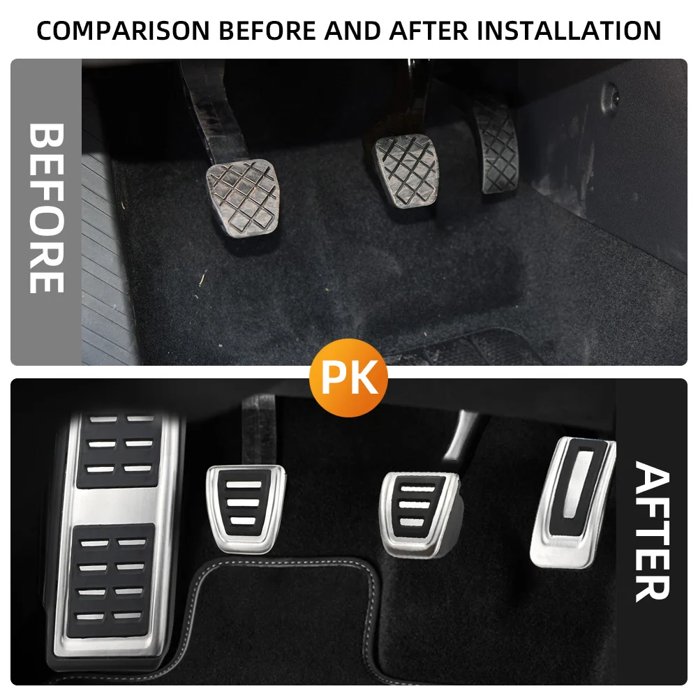 LHD Pedale Für Audi A3 8V 2013-2019 Q2 2016-2024 Kraftstoff Bremse Nicht-slip Fußstütze Pedal Abdeckung Pads Edelstahl AT MT Zubehör – Detail 2