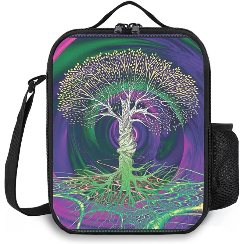 

Trees Pattern with Hand Drawn Tropical Palms Insulated Lunch Bag Durable Reusable Lunch Box Tote Bag for Adult Men Women