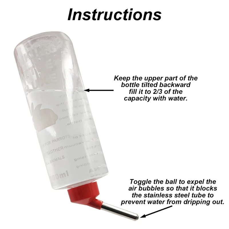 1pc 1000ml Rabbit Drinking Plastic Water Bottle Dispenser Feeder Hanging Pet Guinea Pig Squirrel Rabbit Drinking Bottle Random