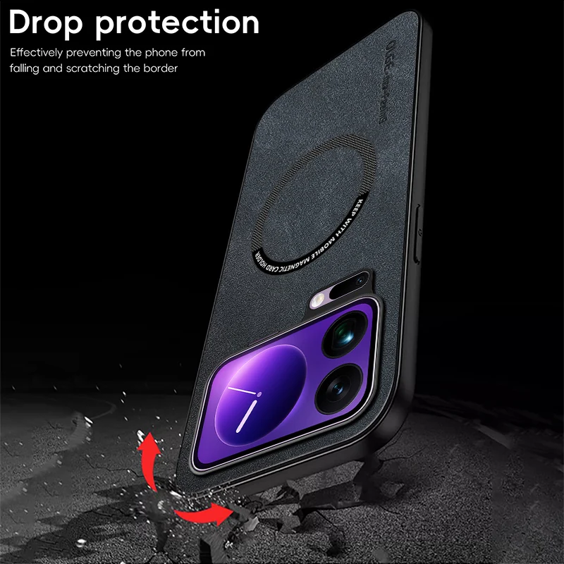 Magnetic Retro Leather Soft Phone Case with Wireless Charging Capability