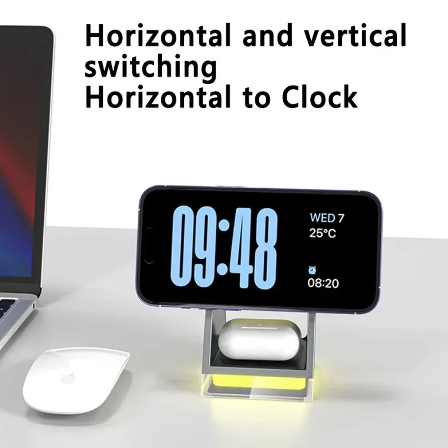 3 in 1 LED Light Magnetic Wireless Charger for iPhone 17 16 15 14 13 12 Pro Max Apple Watch 8 Airprods Pro Fast Charging Station