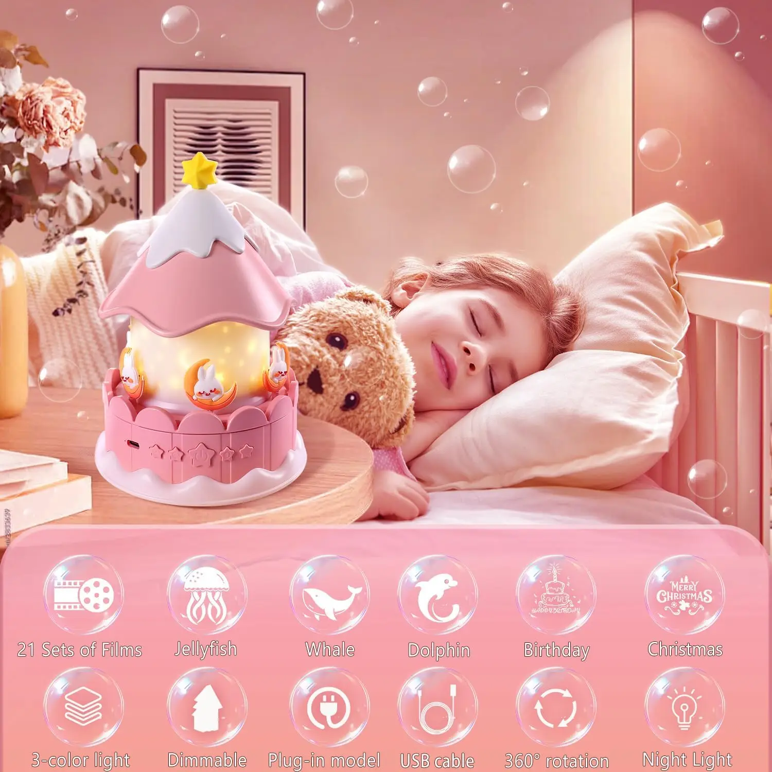 Star Galaxy Projector 21 in 1 Starry Sky Projector with 360° Rotating Timer Atmosphere Lamp for Kids Birthday Xmas Gifts Decor 3