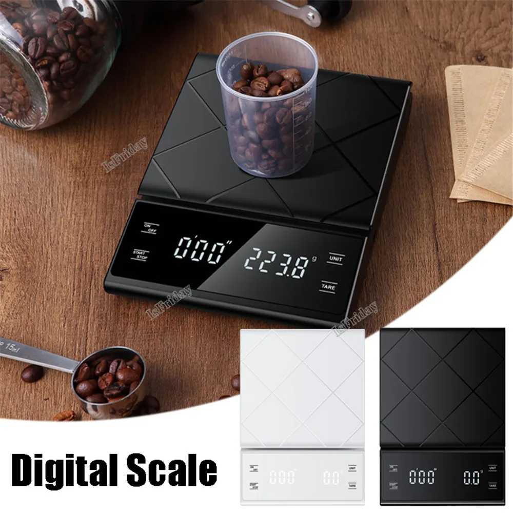 

Весы для кофе, функция таймера, цифровой дисплей, максимальный вес 3 кг, точность 0,1 г, кухонные весы для еды, весы в граммах, Малый баланс