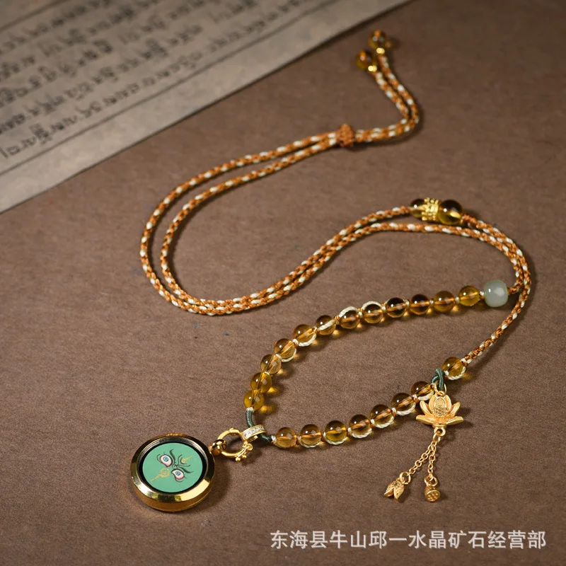손으로 짠 자킬람 황수정 펜던트 로프, Thangka 남녀공용, 랜야드 태국 부적 로프, 티베트 민족 스타일
