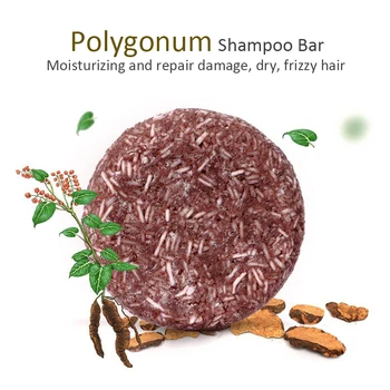 PURC 폴리고넘 바 화이트 그레이 헤어 다크닝 샴푸, 비누 청소, 비듬, 검은 머리, 반짝이는 헤어 트리트먼트, 솔리드 샴푸, 60g