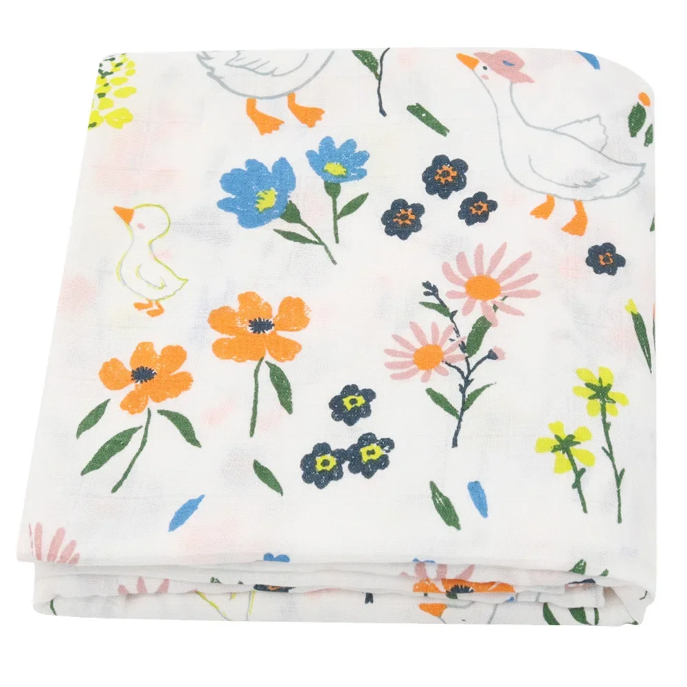 120X120CM Soft Bamboo Cotton Baby Muslin Blanket Swaddle Wrap Infant Stroller Nursing Cover Bath Towel