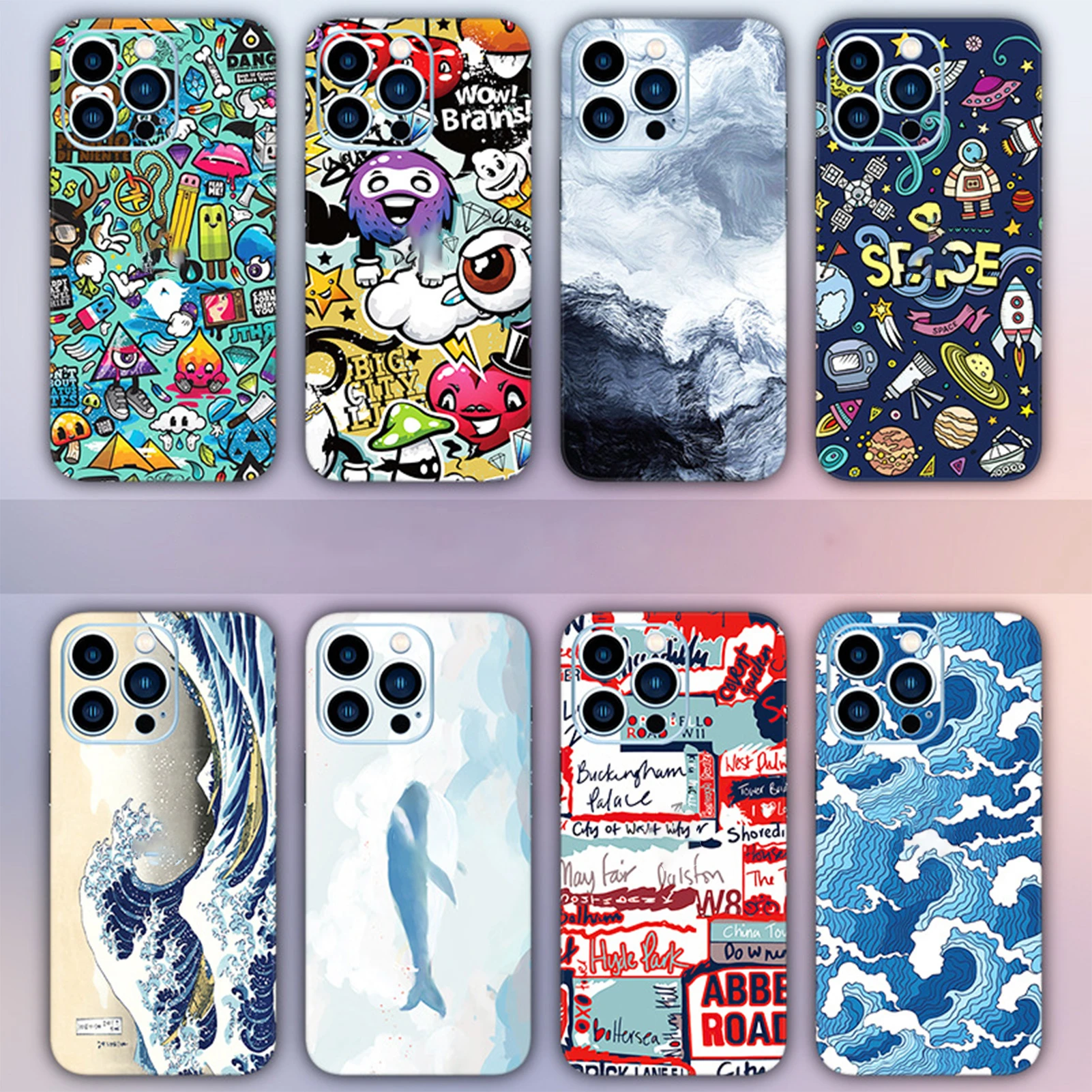 Cute Wrap Skin For iPhone 13 Pro Max 12 Pro Mini 11 Pro Sticker Film Matte Cartoon Custom Full Cover Phone Back Sticker Skins iphone 13 pro cover