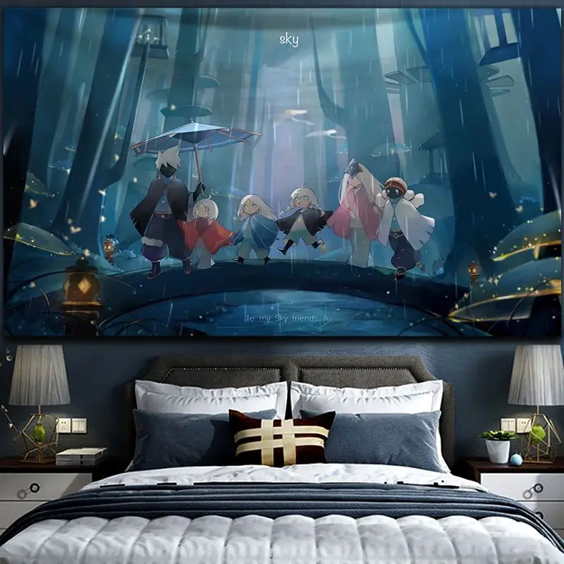 

Light Encounter Background Cloth Room Bedside Decoration Wall Cloth Background Wall Tapestry Cute Cartoon