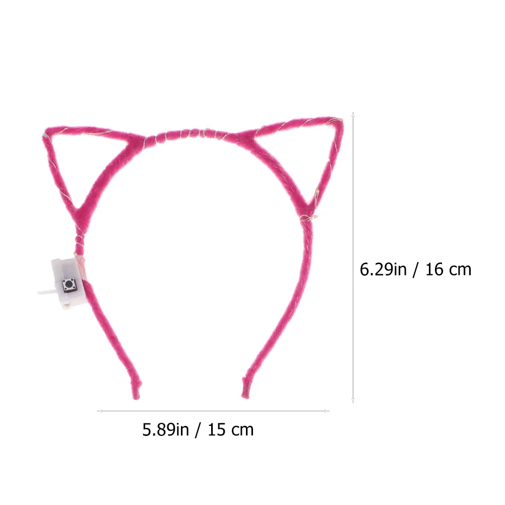 4 Pcs Cat Ear Hair Hoop Glitter Headband Cosplay Costume Kit LED Delicate Embellished 3