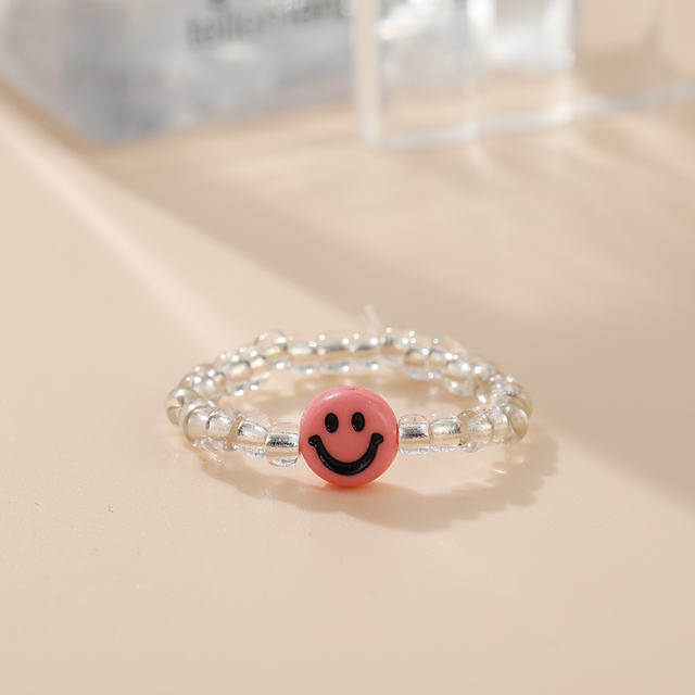 Cute Transparent Resin Acrylic Handmade Beaded Rhinestone Colourful Geometric Square Round Rings for Women Y2k Jewelry Party